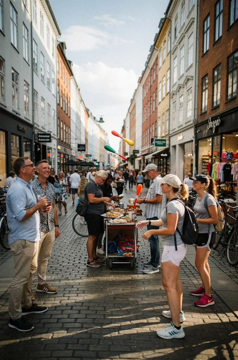 Turister, der cykler på dedikerede cykelstier gennem byens centrale områder.