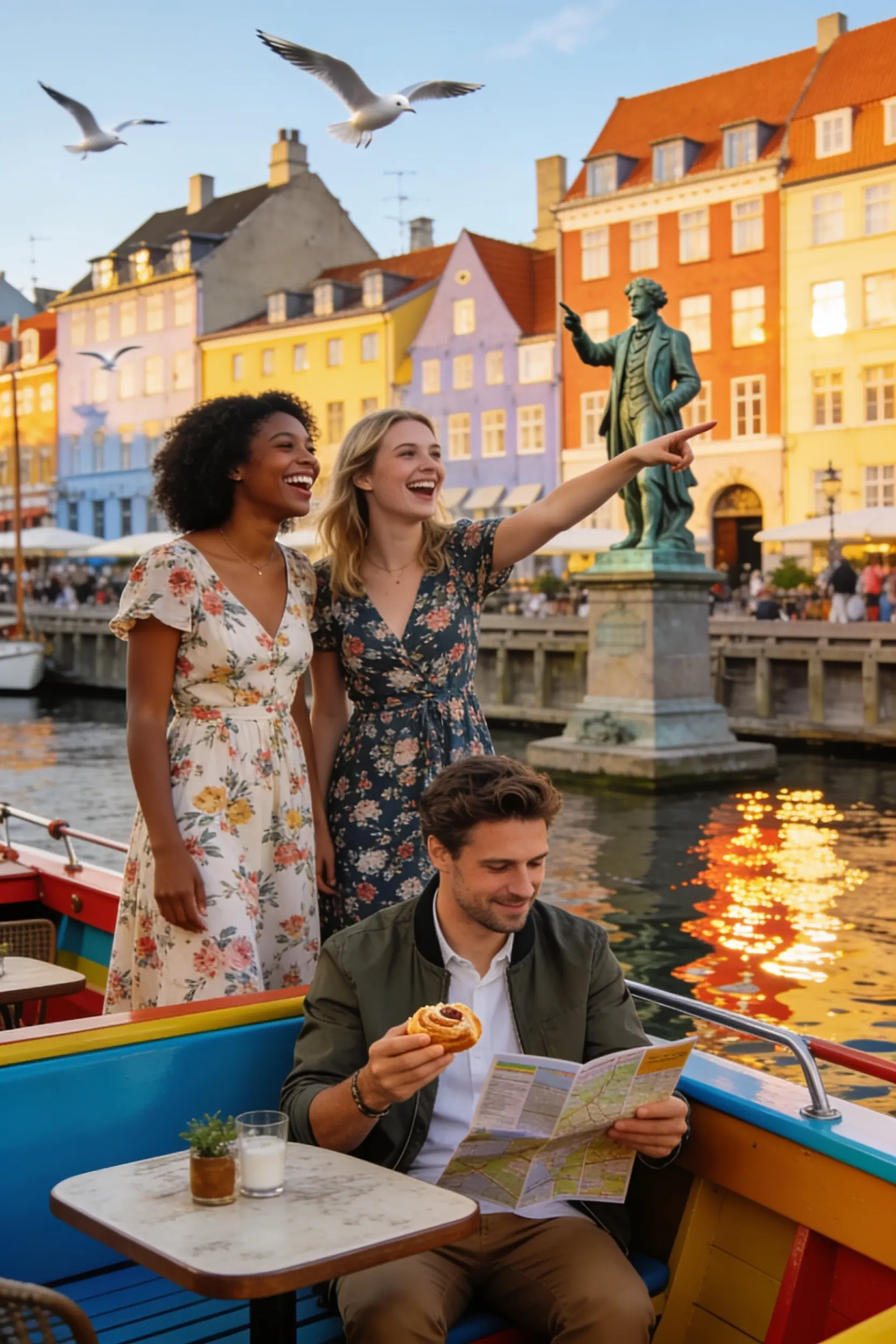 Oversigt over ikonisk københavnsk arkitektur med historiske og moderne elementer.